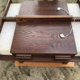 Vintage elm veneer dressing table with 1 drawer and 2 resin lamps.
