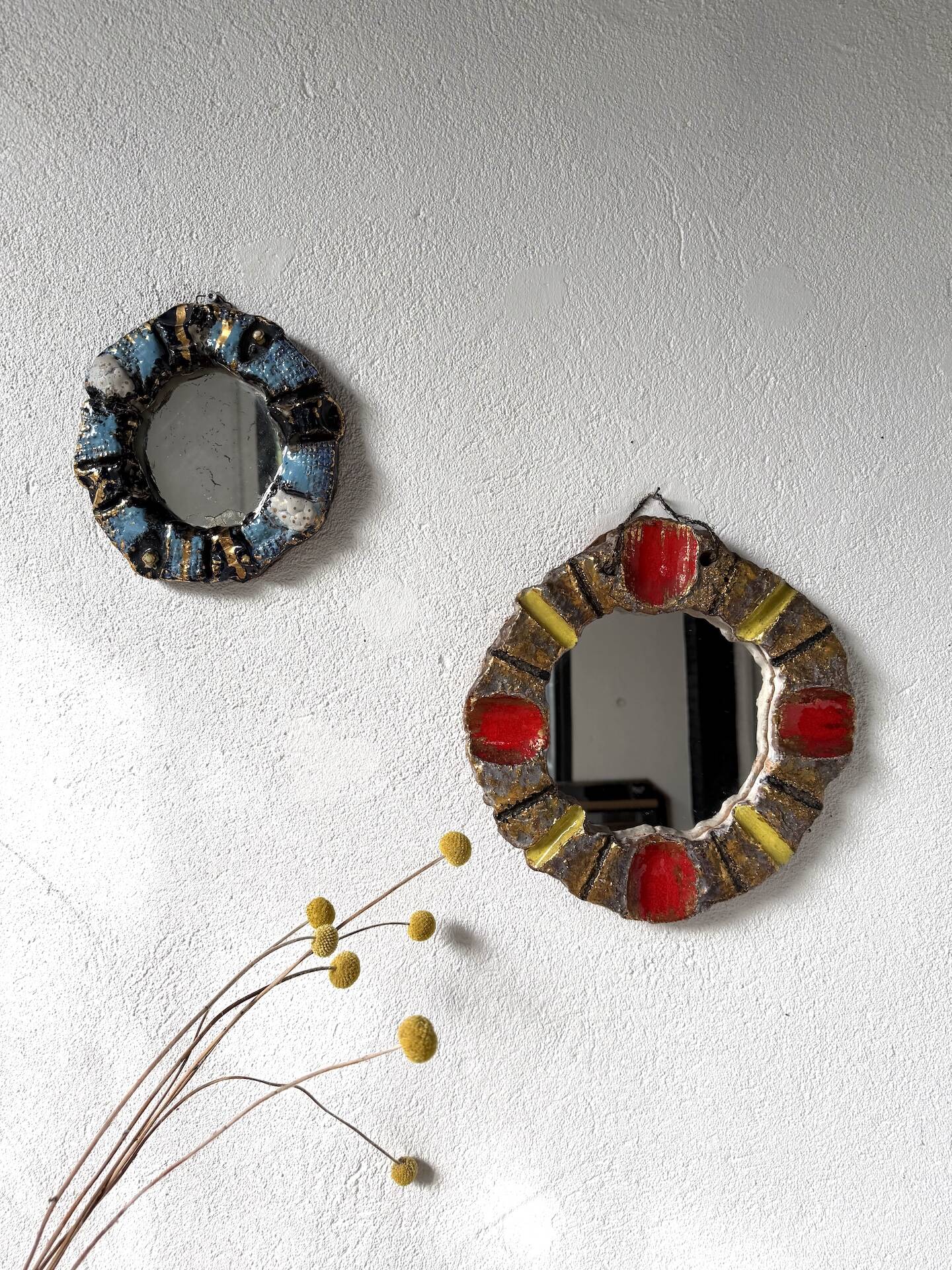 Pair of ceramic mirrors 1950 dlg Mithé