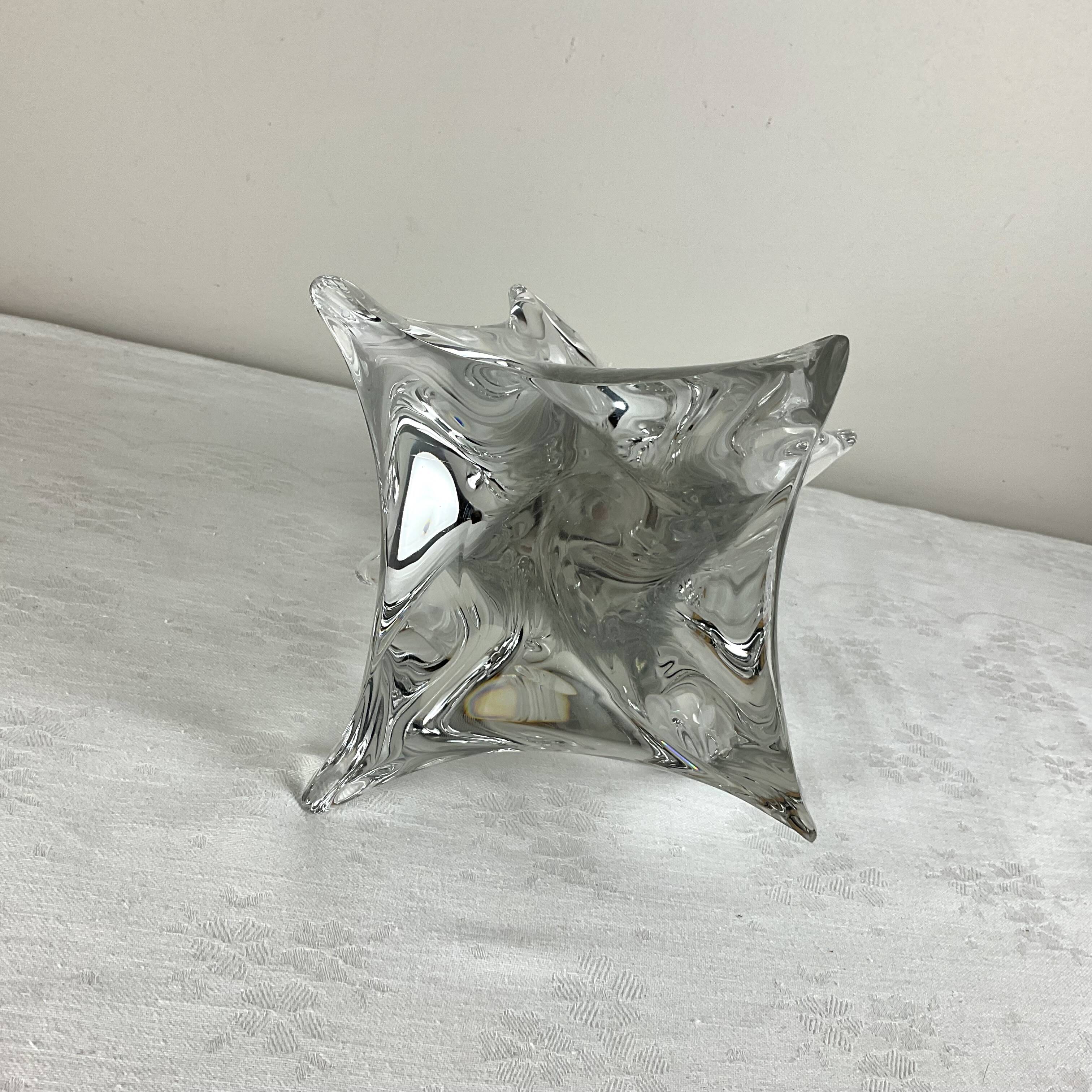 Solid glass lamp and dried flower lampshade from the 60s/70s