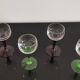 6 anciens verres à liqueur en cristal sur pieds de couleurs  des années 20/30