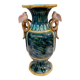 Vase en barbotine émaillée à décor d'oiseaux et bambou