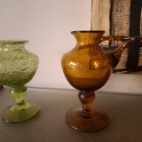 Deux bougeoirs en verre souffle biot