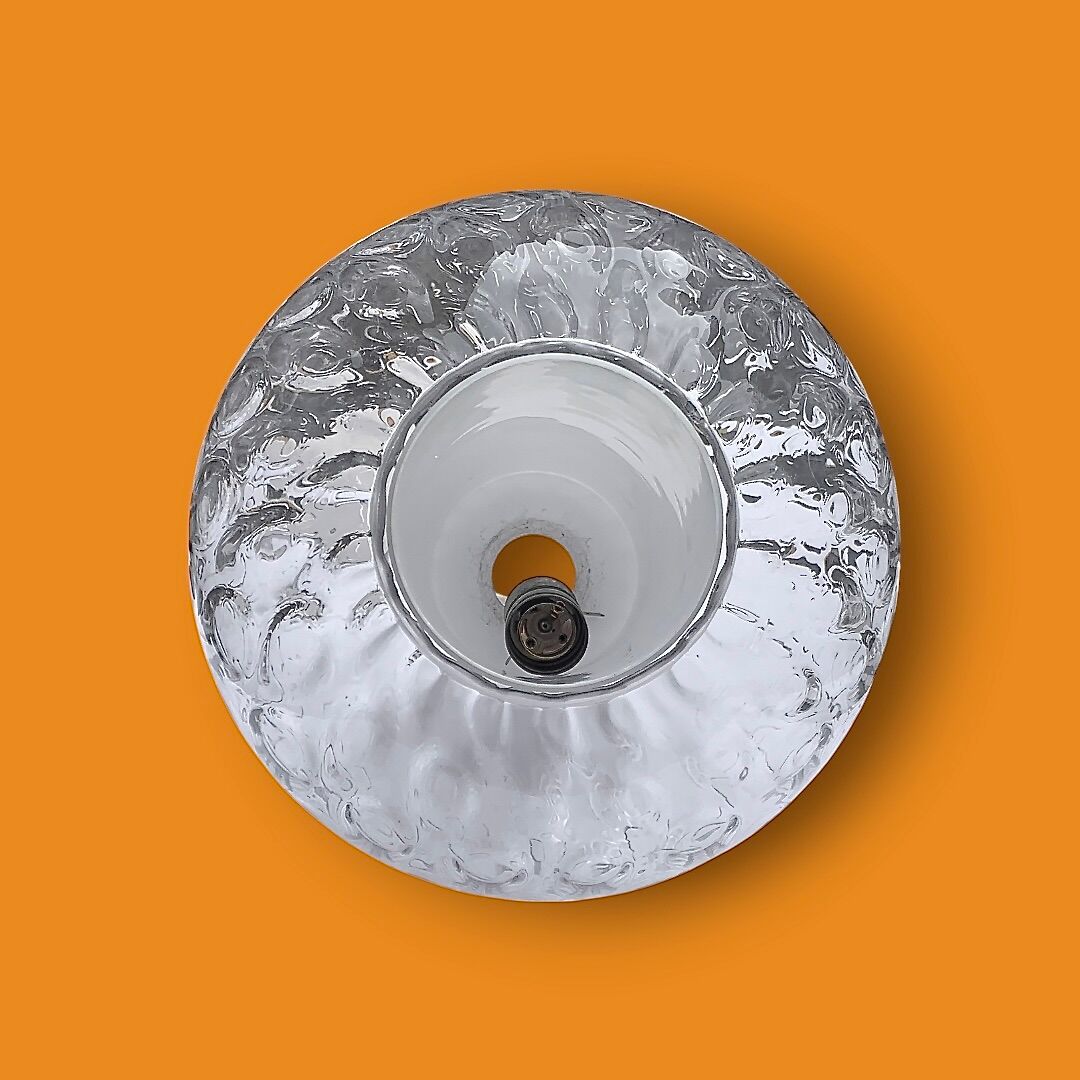 Spherical pendant light in bubbled and opaque blown glass