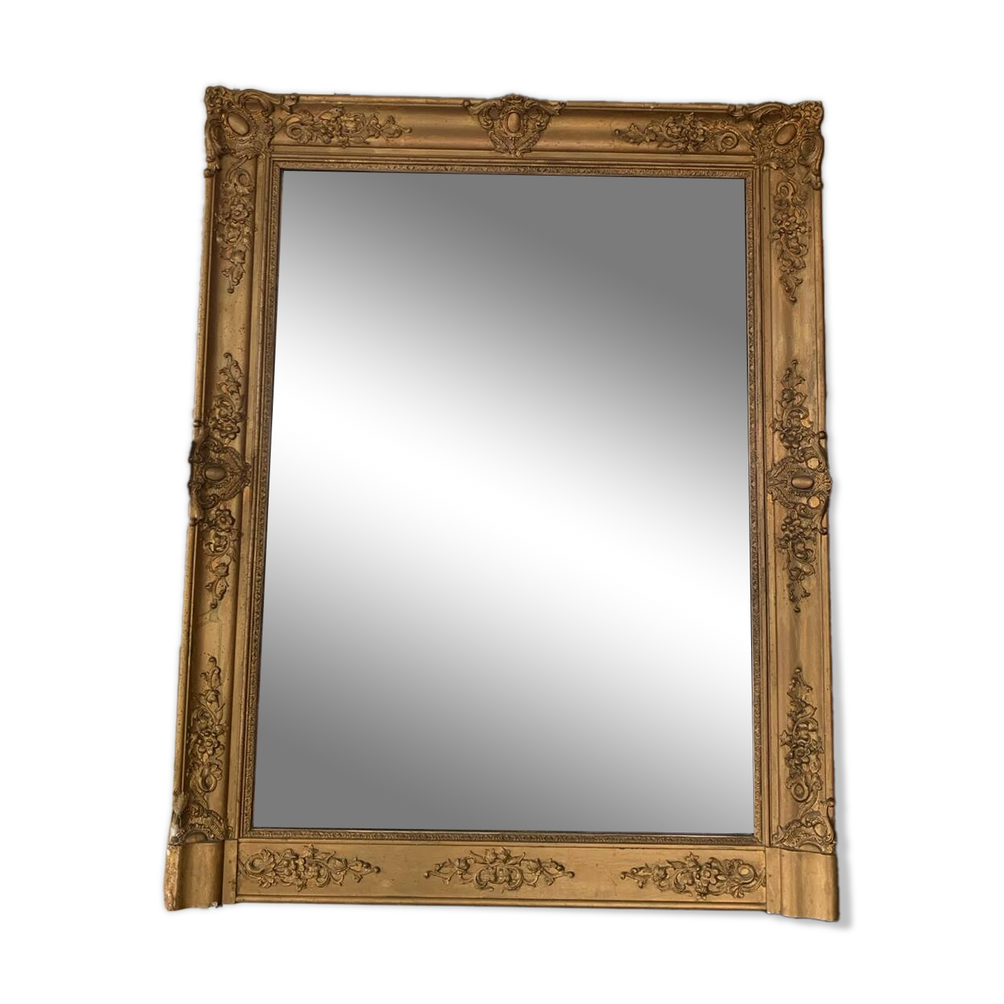 Old gilded mirror fireplace, 19th century restoration