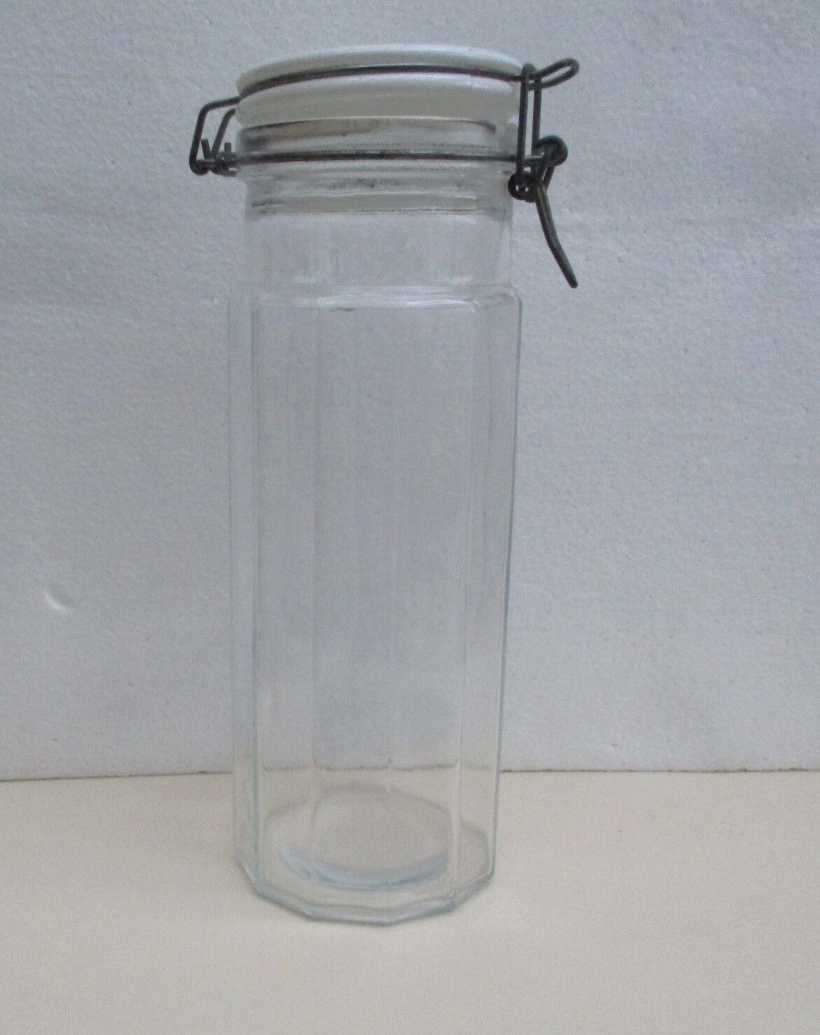 glass jar with vintage cut sides "hermetic"