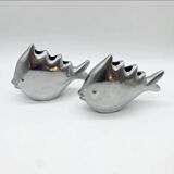 Pair of “Fish” vases / Cast aluminum – 1980s