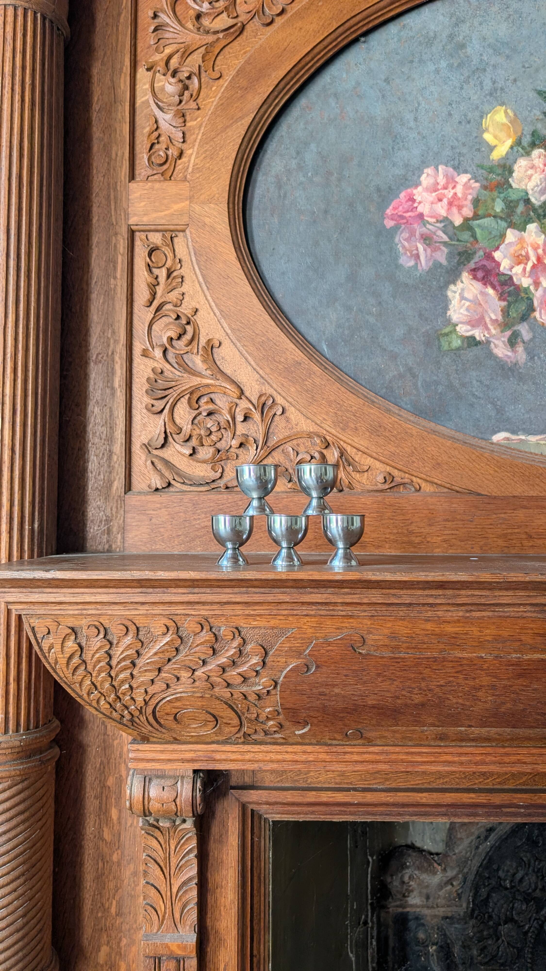 Set of 5 vintage silver-plated egg cups