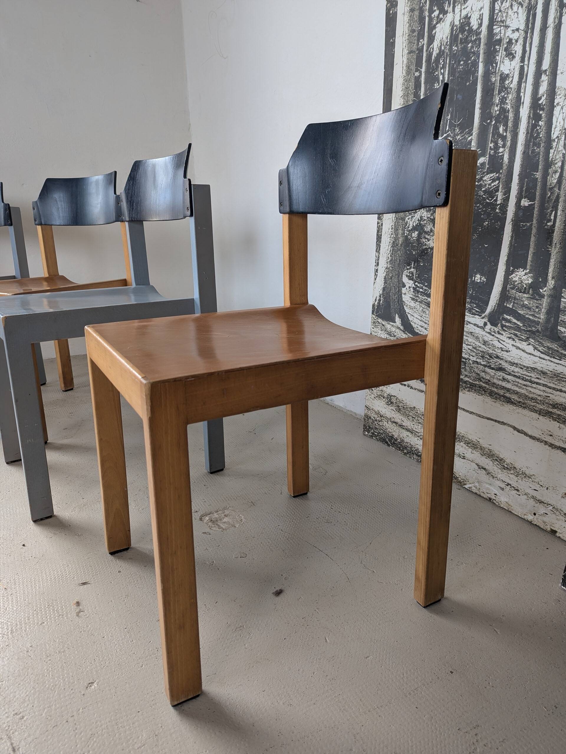 Set of 4 stackable chairs by Rainer Schell