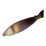 Teak fish board and silver metal