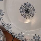 6 Flat plates in blue/green iron clay model “Mignon”, H & Cie Sarreguemines