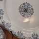 6 Flat plates in blue/green iron clay model “Mignon”, H & Cie Sarreguemines