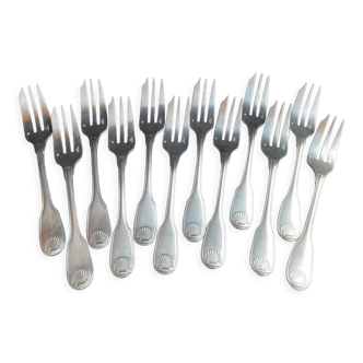 12 Christofle silver metal cake forks model Vendôme/Arcantia before 1983