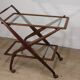 Vintage wooden and glass rolling trolley, 1960