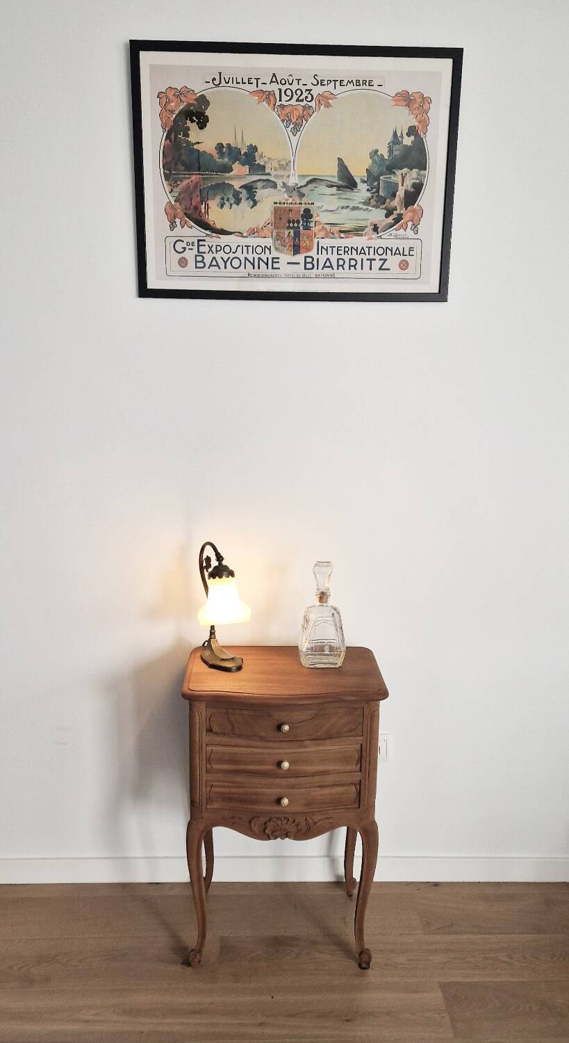 Louis XV style wooden bedside chest of drawers