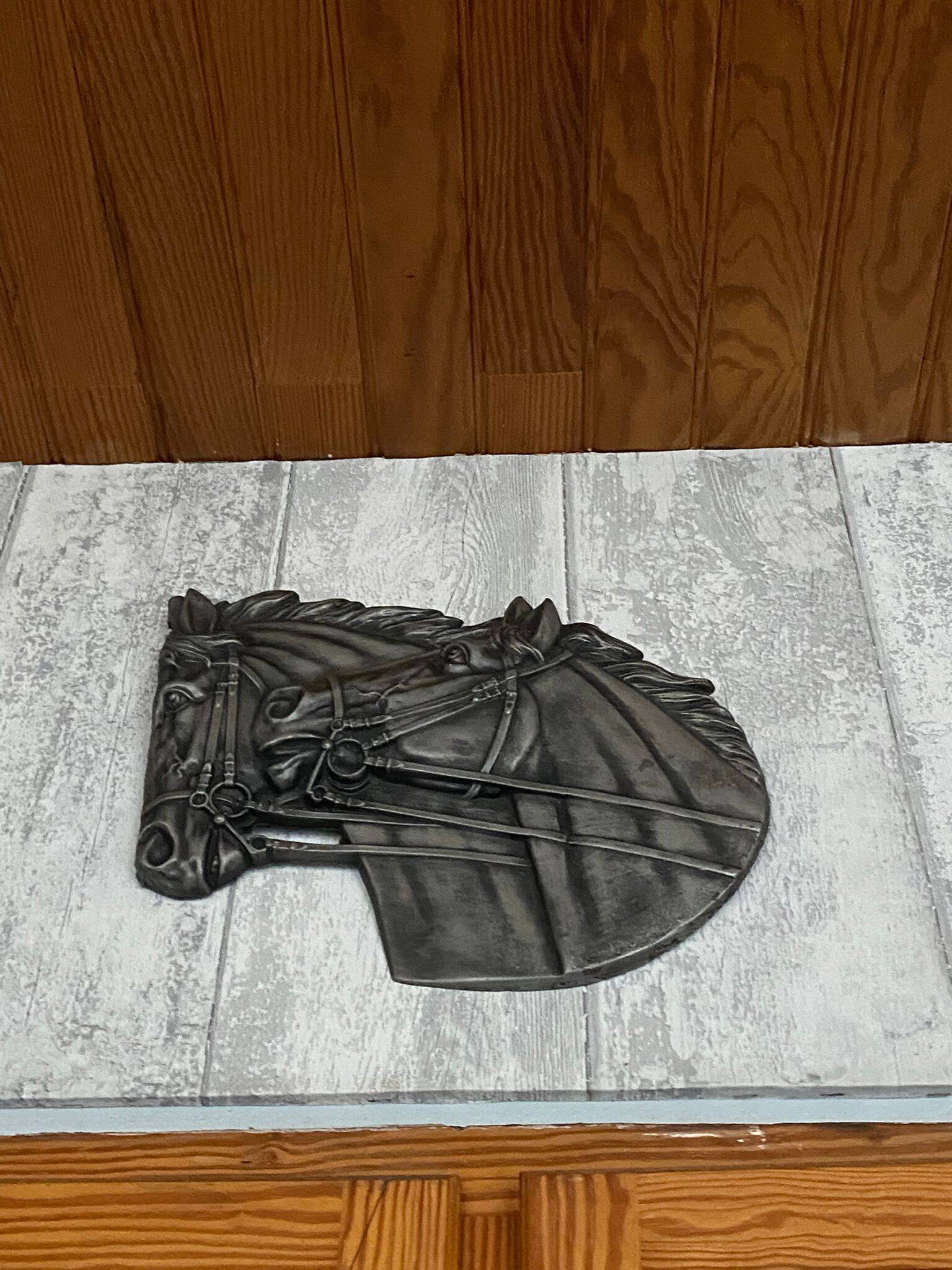 Wall lamp horse heads cast iron