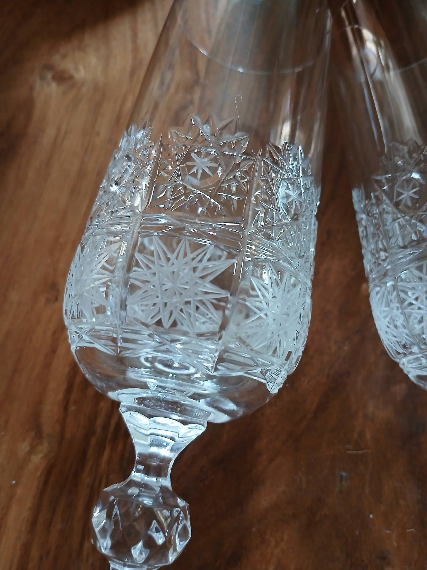 2 antique champagne flutes