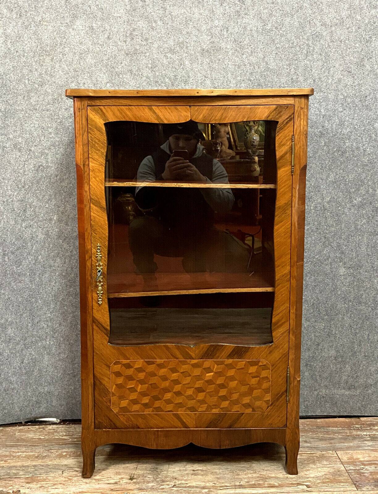Louis XV bookcase in precious wood marquetry circa 1850