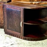 Important Pair of Art Deco Bedside Tables in Palm Wood 1930