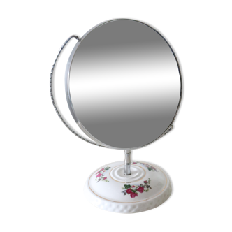 Standing mirror, porcelain base, vintage