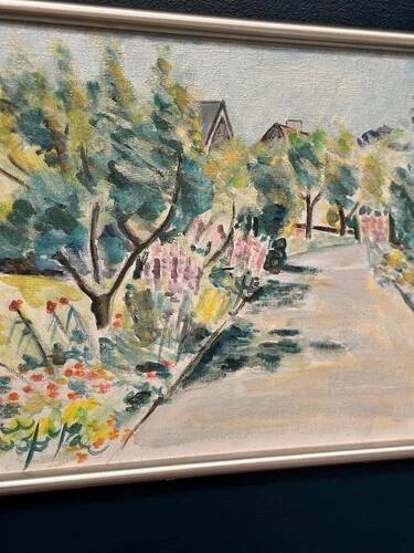 Swedish Oil on Canvas “Landscape” by Lena Jenny Malmajo,Vintage & Framed 46×37cm