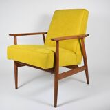 Fauteuil original "FOX", Pologne années 1970, entièrement restauré, jaune