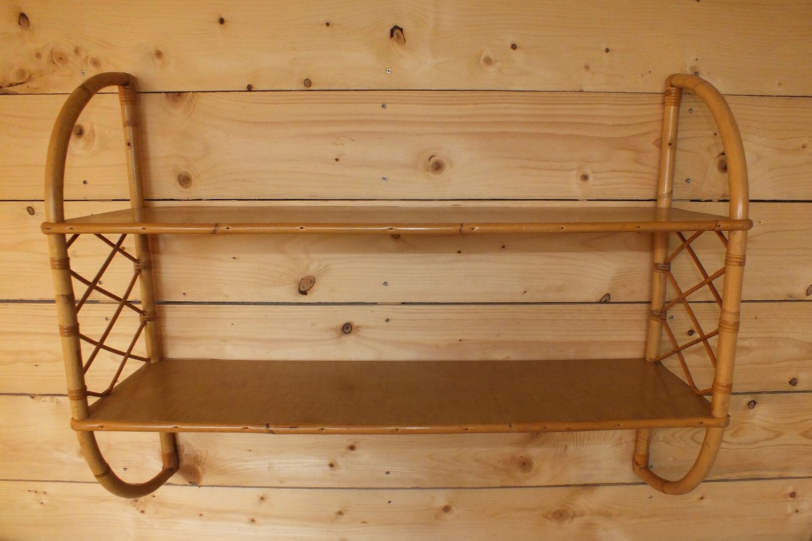 Pair of vintage rattan shelves