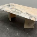 Vintage pink and gray marble coffee table, Italy. 1980s