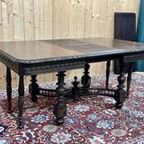 Oak dining table with beech base and 3 extensions