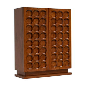 Belgian Blonde Oak Brutalist Cabinet, 1970s