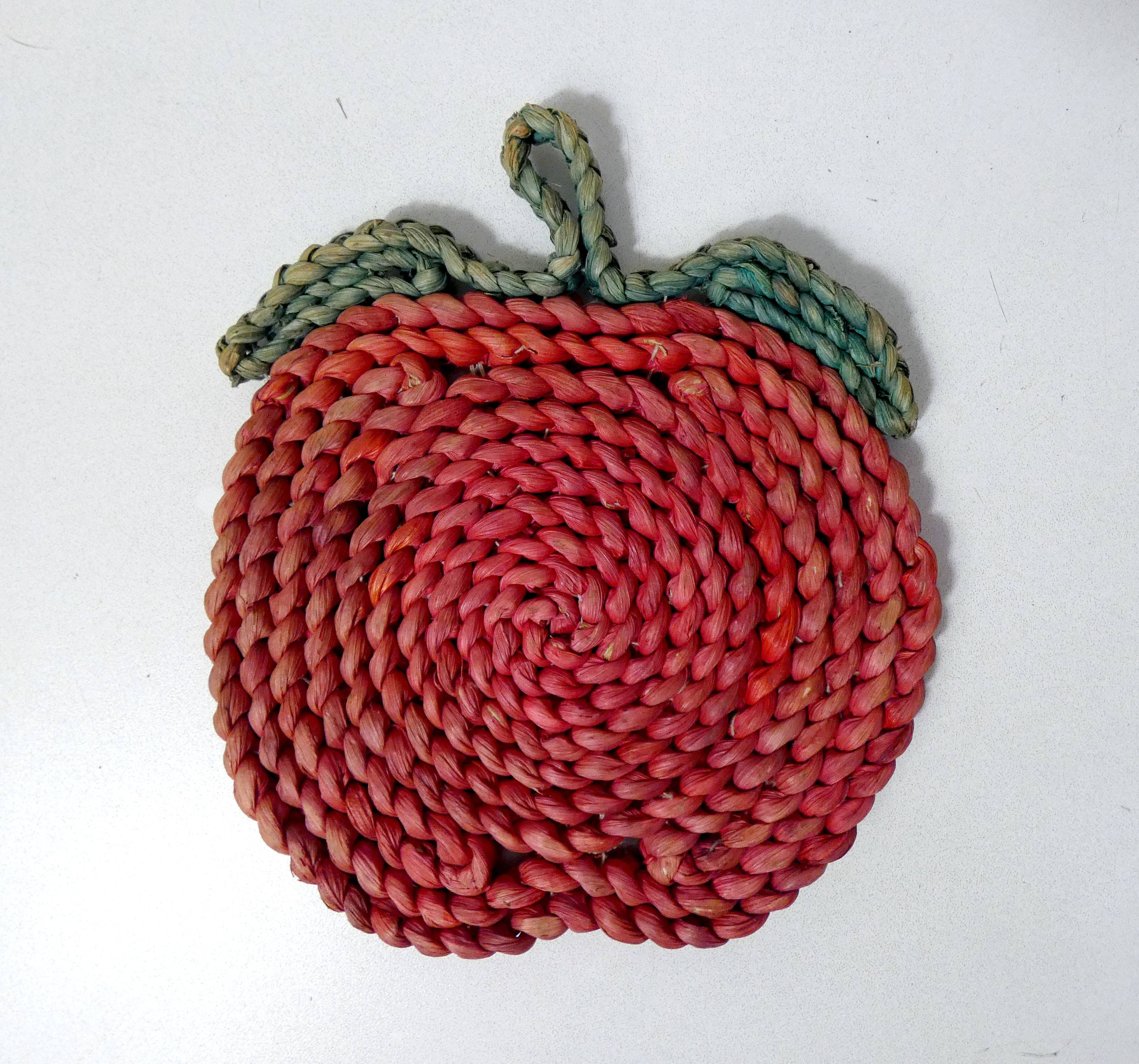 Vintage Rattan Apple Trivet