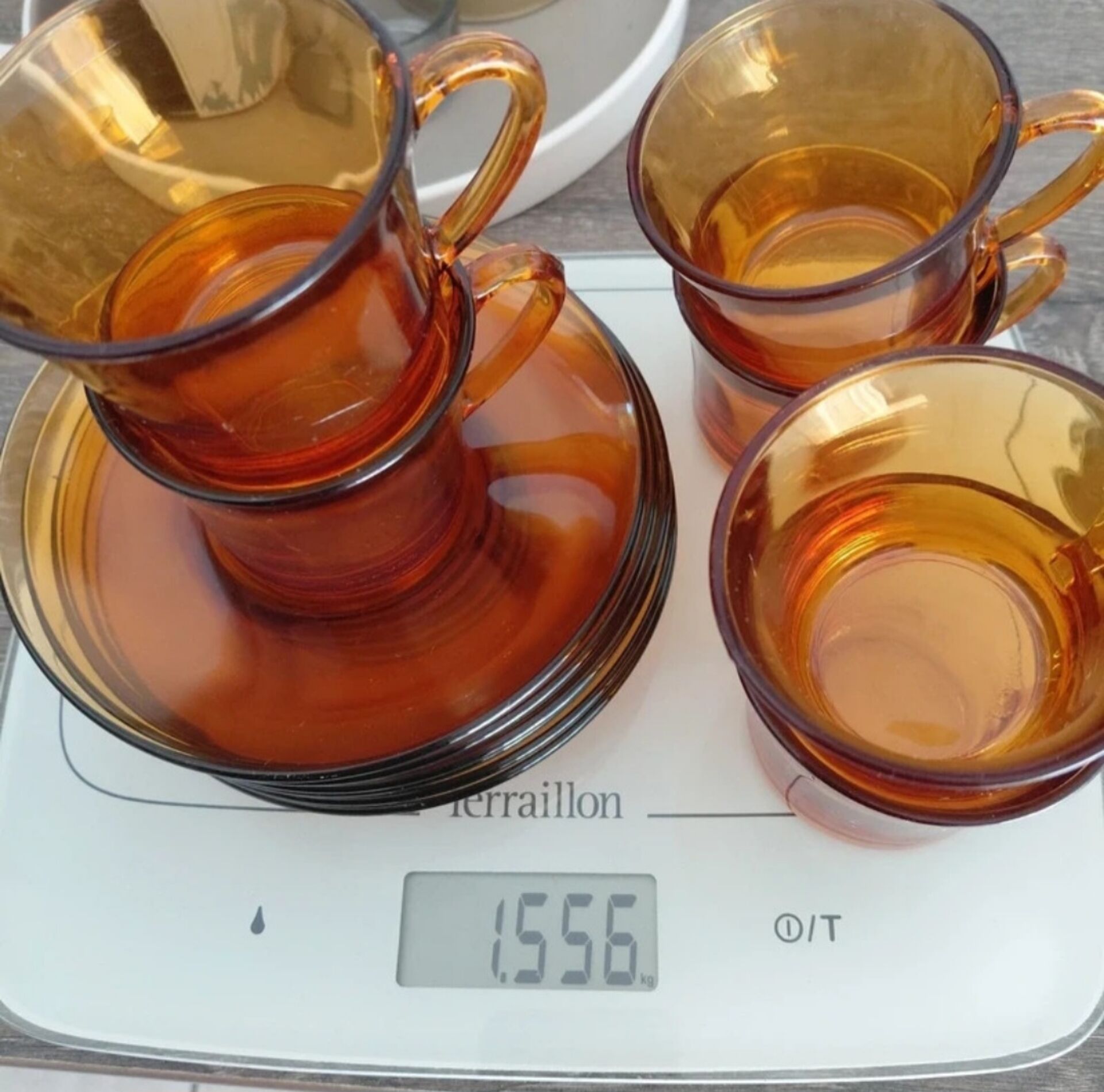 Duralex - 6 tasses et sous tasses verre orange