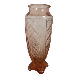 Vase haut art déco rose saumon