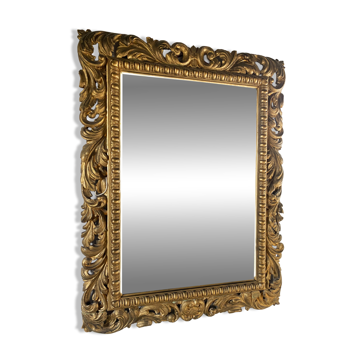 Ancient Florentine mirror – carved and gilded wooden frame – Baroque style