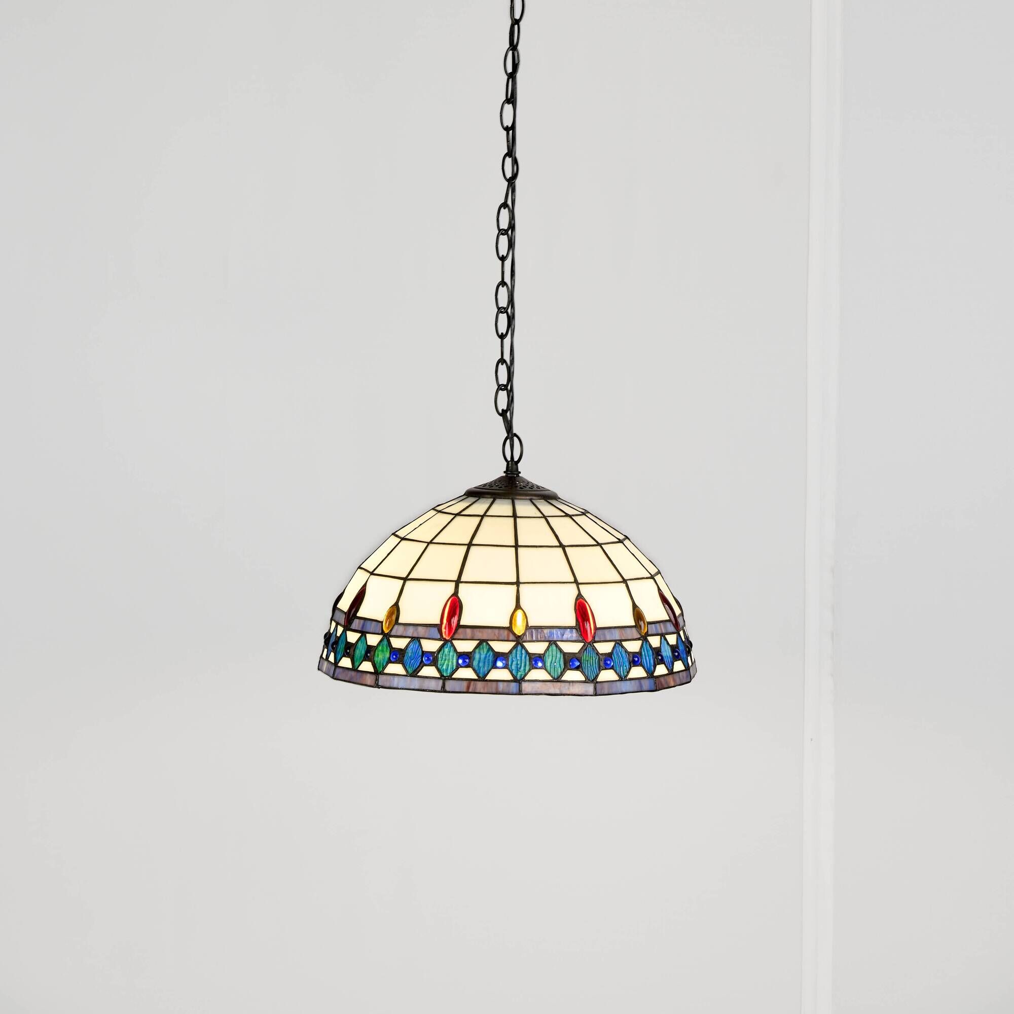 Lampe suspendue en verre teinté de style Tiffany