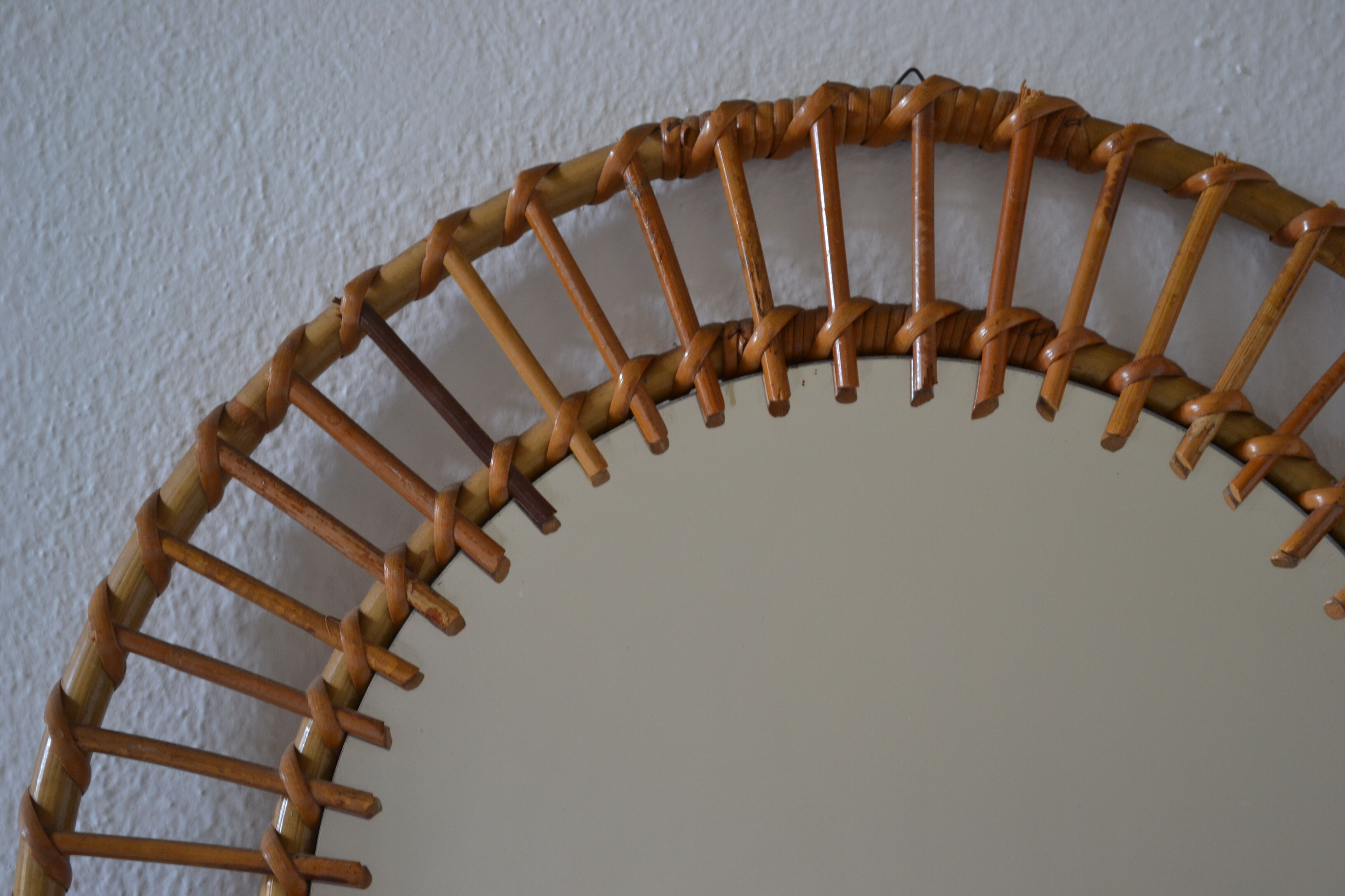 Vintage rattan sun mirror 70 years