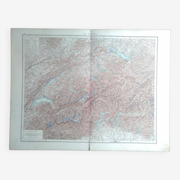 A geography map from Atlas Richard Andrees year 1887 die Schweiz Switzerland