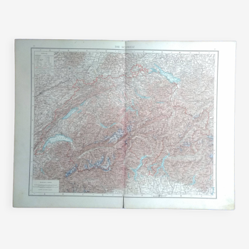 Une carte de géographie issue Atlas  Richard  Andrees année 1887 die Schweiz   Suisse