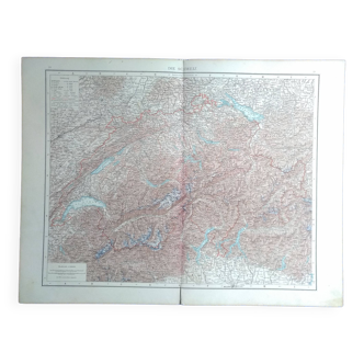 A geography map from Atlas Richard Andrees year 1887 die Schweiz Switzerland
