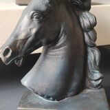 Pair of Horse Bookends with Flaming Manes. Ceramic.