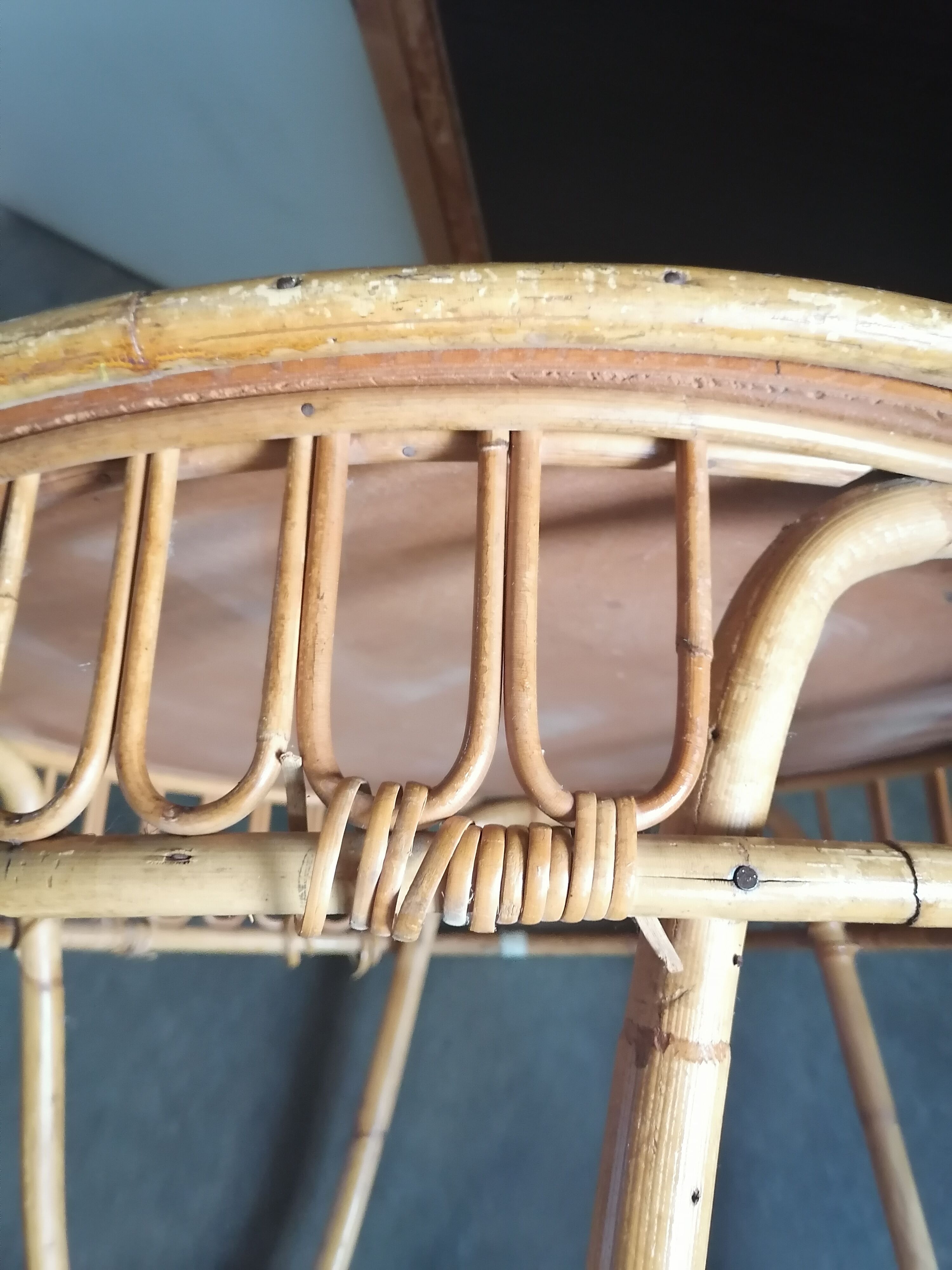 1960 wicker rattan coffee table