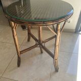 Rattan bistro table with glass top