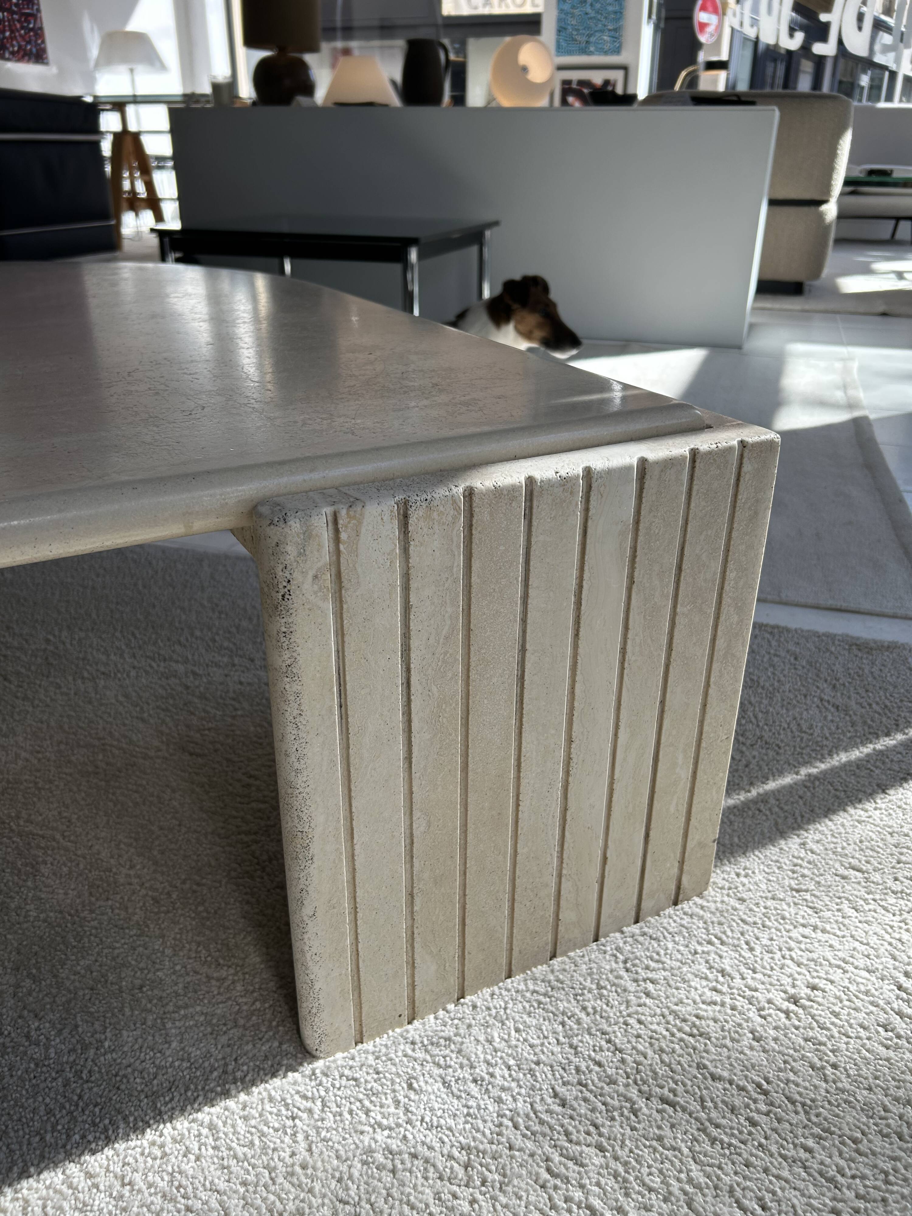 Travertine coffee table Roche Bobois