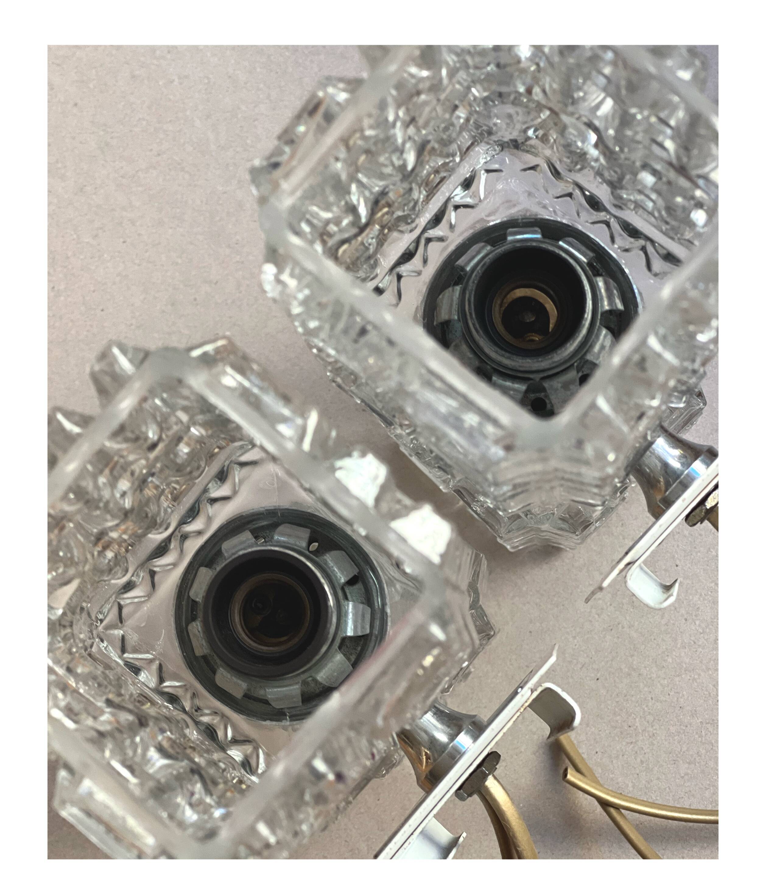 70s Faceted Crystal Pair of Sconces by Targetti Sankey