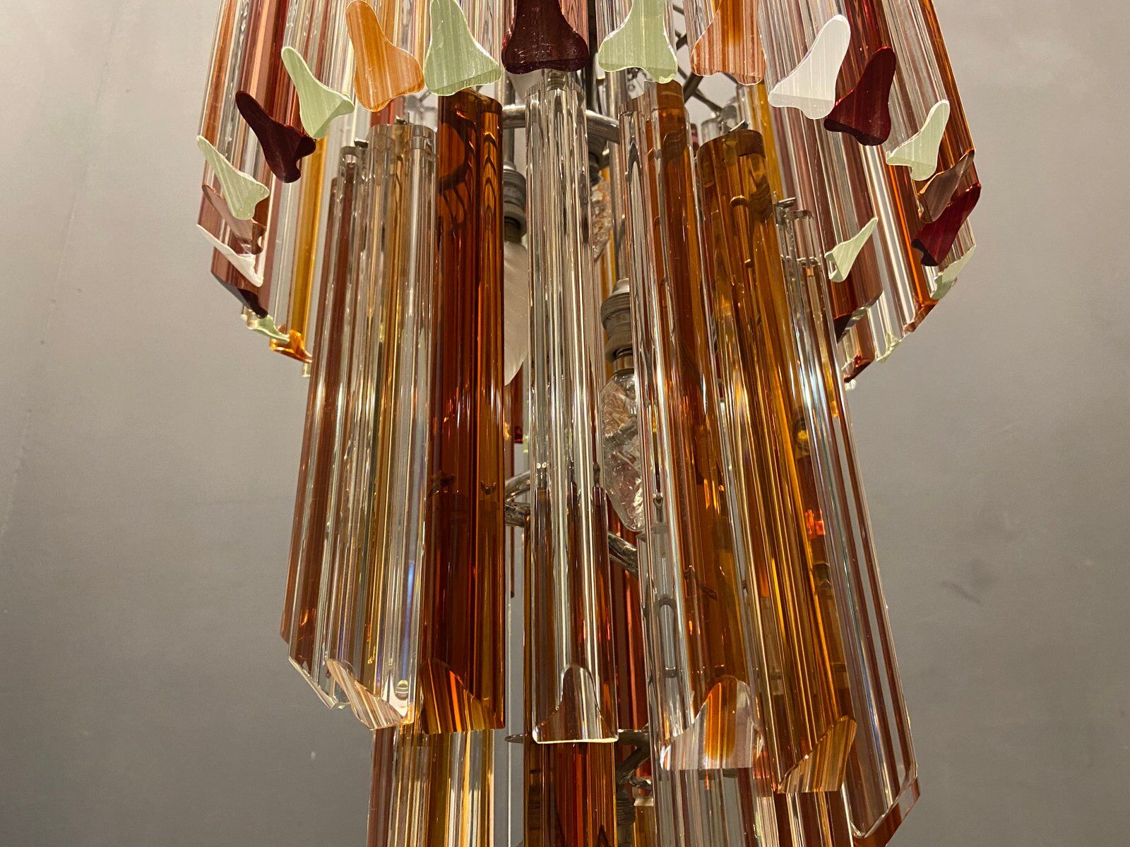 Italian Murano Glass Prism Spiral Chandelier