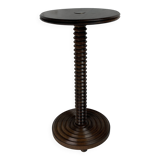 Brutalist Wood Turned Wine Press Side Table