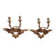 Pair of antique wall sconces in gilded wood from the 19th century.