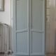 Wardrobe, dresser, vintage linen 2 doors green gray waxed finish.