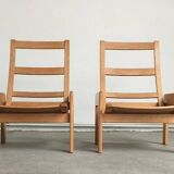 Vintage lounge chair set in Swedish beech by Yngve Ekström for Swedese, 1970s.