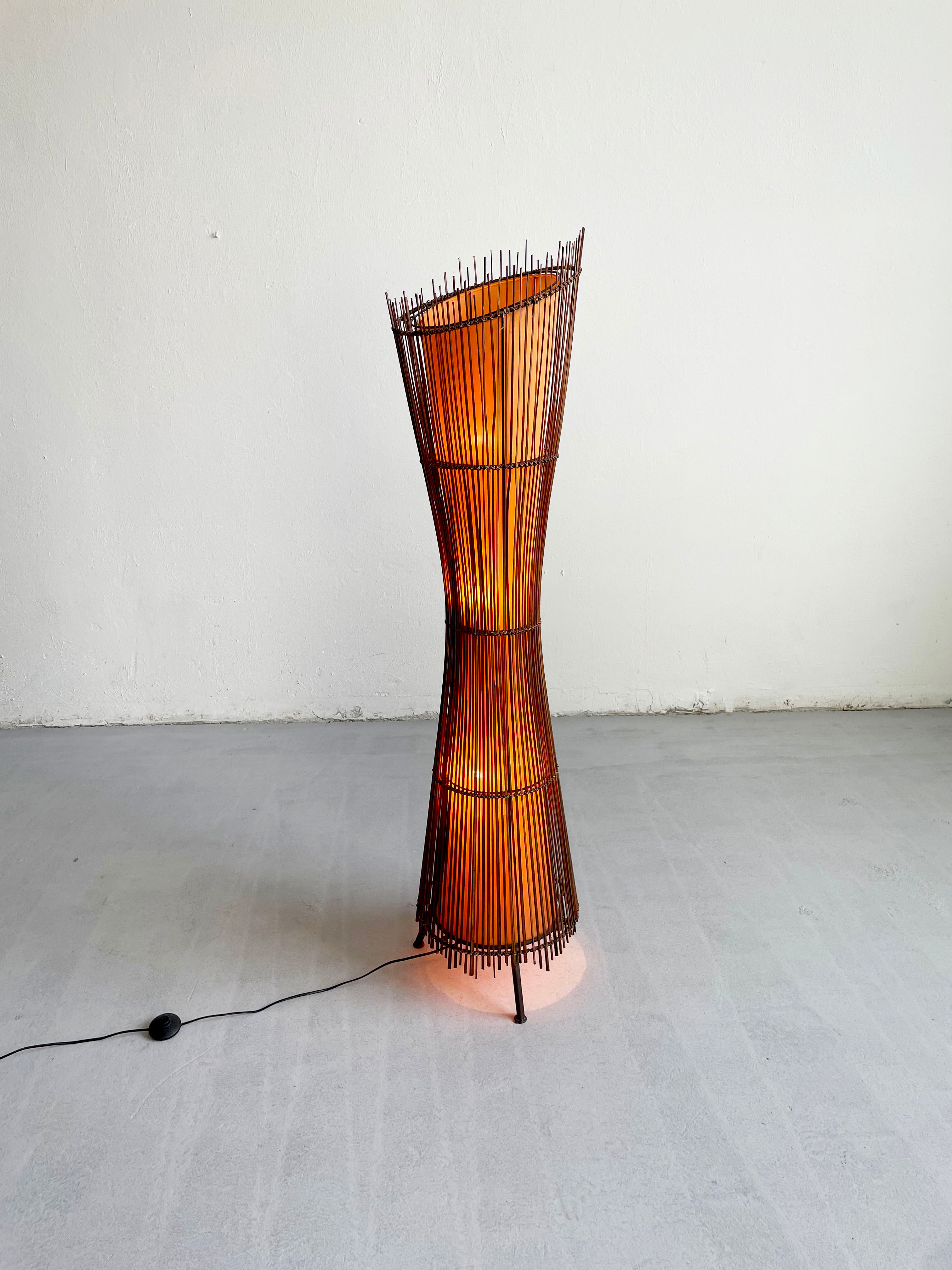 Vintage French 1980's Sculptural Floor Lamp Kobe; Japandi Organic Form