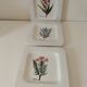 Set of three square plates from Deruta signed MARI E.C., botanical decoration 962.21